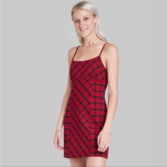WILD fable Womens sexy plus size red plaid Bodycon sleeveless mini dress new - Picture 2 of 4